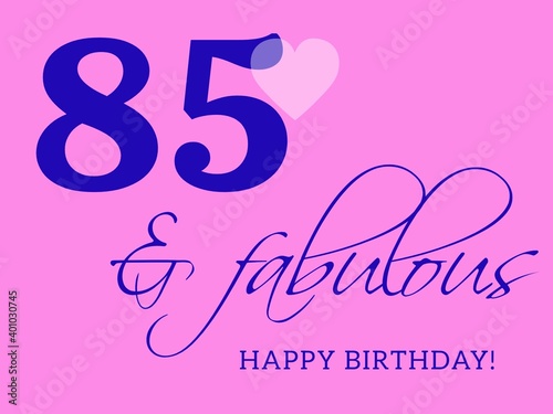 85th happy birthday card illustration in retro style.
