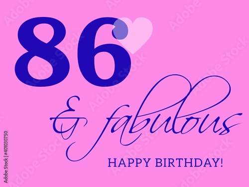 86th happy birthday card illustration in retro style.