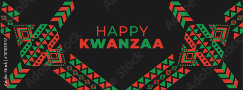Happy kwanzaa design for social media post banner with african american pattern photo