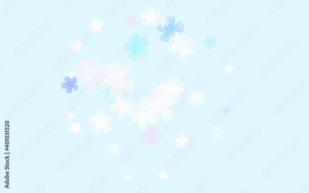 Light Blue, Yellow vector doodle texture with flowers. Light Blue, Yellow vector doodle texture with flowers.