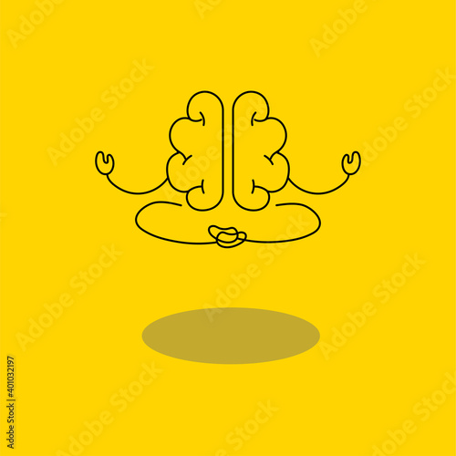 Meditating brain icon, symbol of balance and harmony