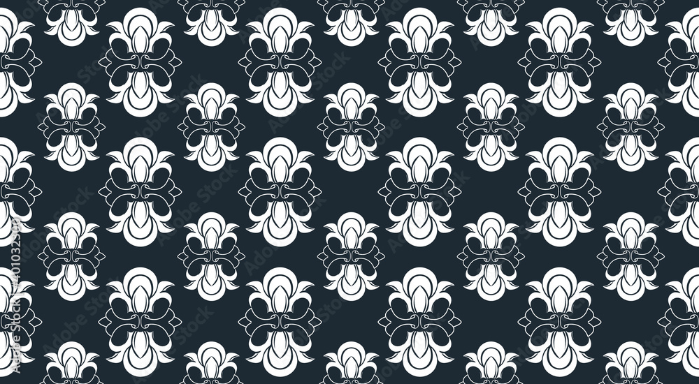 Decorative ornament damask pattern Textile wallpaper classic decor Decorative ornament damask pattern Textile wallpaper classic decor