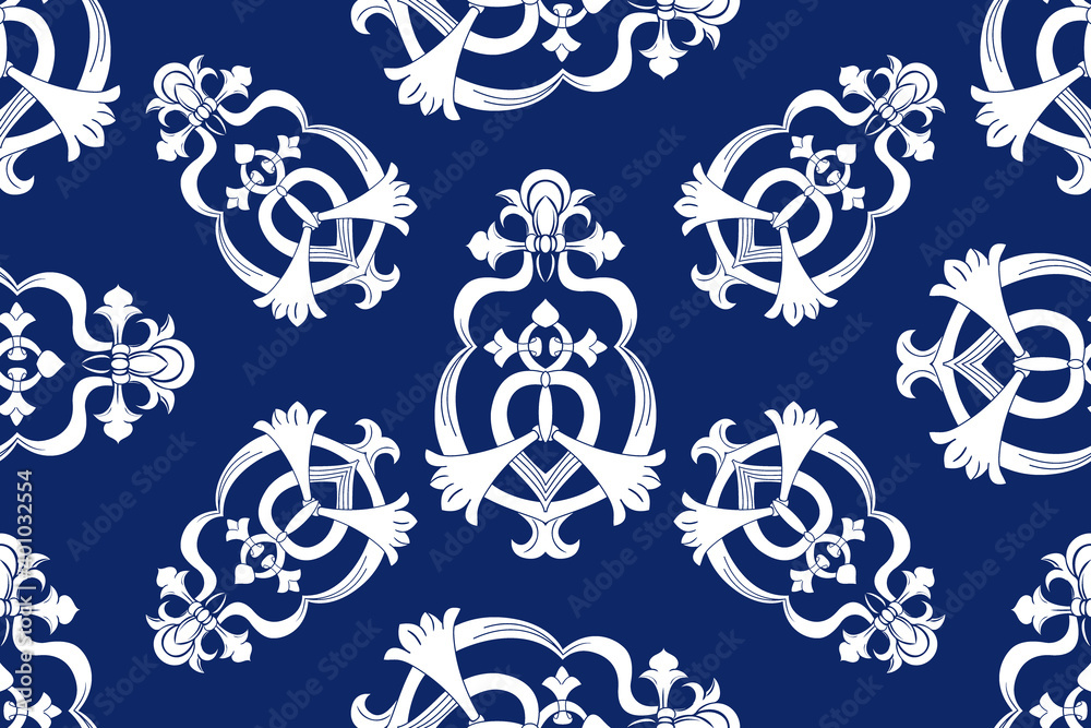 Fototapeta premium Decorative ornament damask pattern Textile wallpaper classic decor