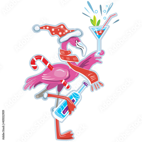 Cute flamingo Holding Alcoholic Beverage