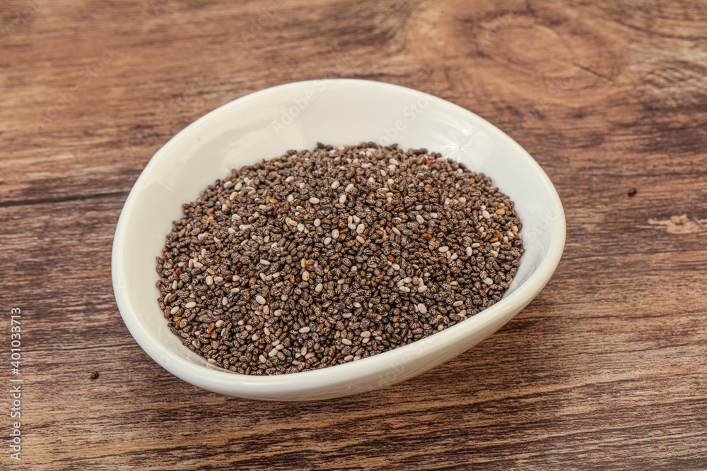 Seasoning chia seeds in the bowl Seasoning chia seeds in the bowl