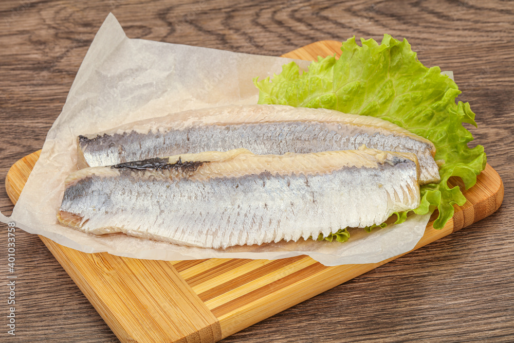 Herring fillet with salad leaves Herring fillet with salad leaves