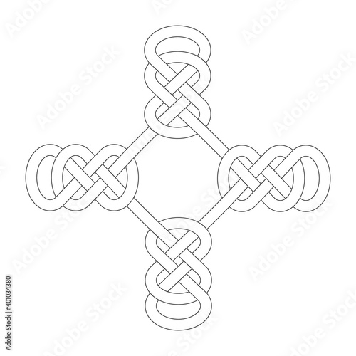 monochrome icon with Celtic knot art and ethnic ornaments