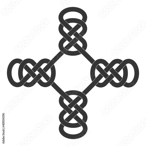 monochrome icon with Celtic knot art and ethnic ornaments