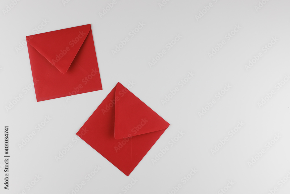 Red envelope on white background Red envelope on white background
