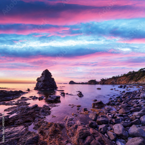 Fototapeta Naklejka Na Ścianę i Meble -  Amazing Mediterranean seascape in Turkey during sunset. Landscape photography