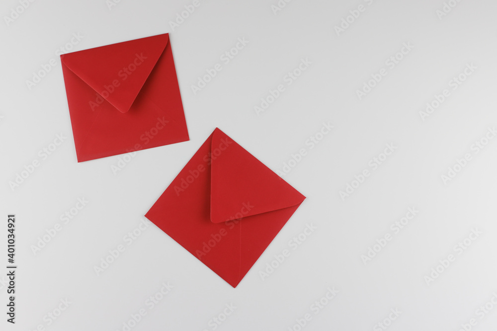 Red envelope on white background Red envelope on white background