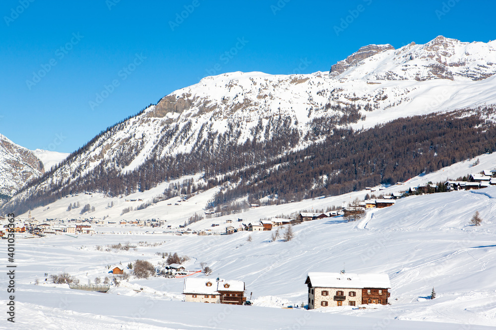 Beautiful winter landscape of the Dolomites mountains in northeastern Italy