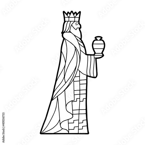 Isolated magic king in stained glass - Vector