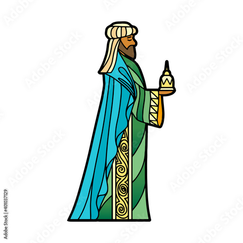 Isolated magic king in stained glass - Vector