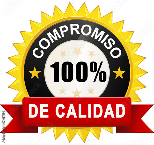 Etiqueta de compromiso de calidad 100%