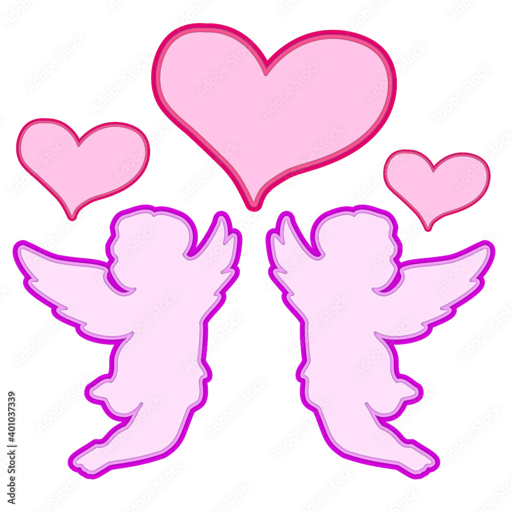 3D Papercut of layered pink cupid. Romantic paper cut Valentine background. 3D layered vector design.