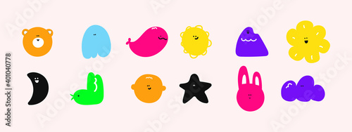 Stickers. Hand drawn various doodle objects. Vector illustration.