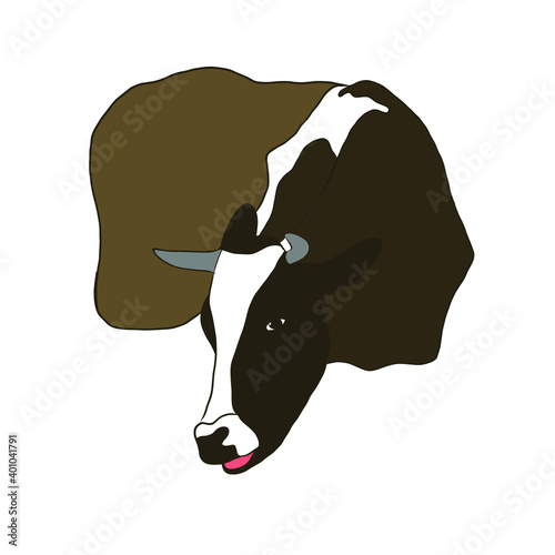 Figure of a bull. Vector illustration of doodles for posters, design for meat products, children's drawings about agriculture and the symbol of the year 2021 according to the Chinese calendar.