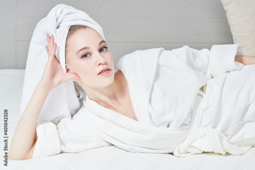 white towel and bathrobe white towel and bathrobe
