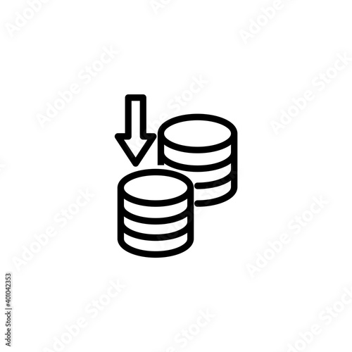 Coin receiving icon. Money and banking icons, outline icon style. Vector