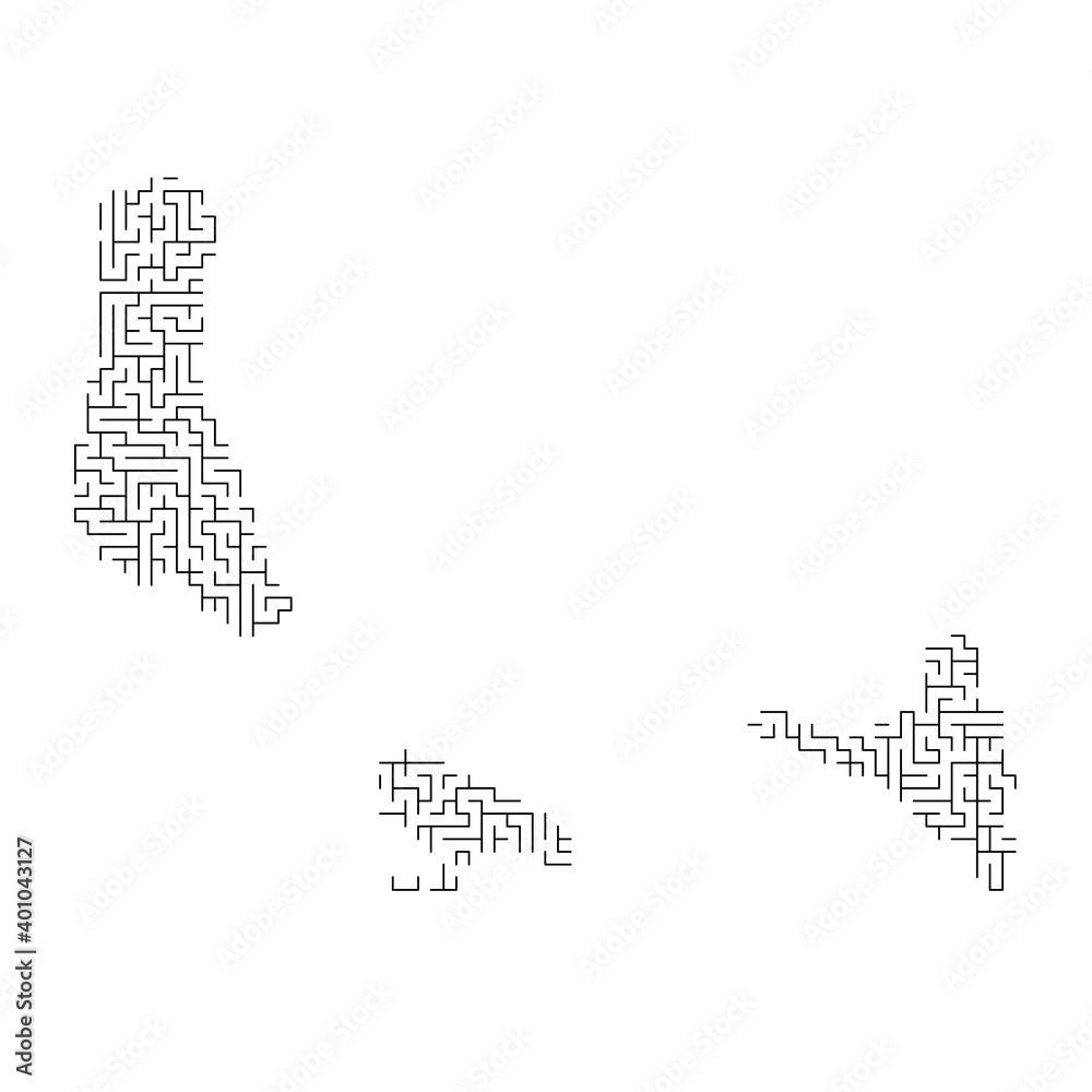 Comoros map from black pattern of the maze grid. Vector illustration. Comoros map from black pattern of the maze grid. Vector illustration.
