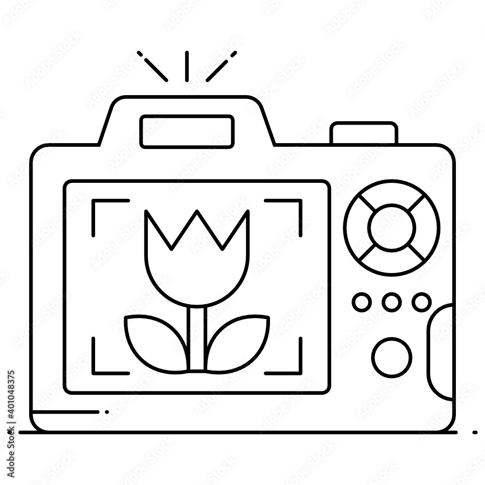 Photography, flat outline icon of macro mode
Photography, flat outline icon of macro mode