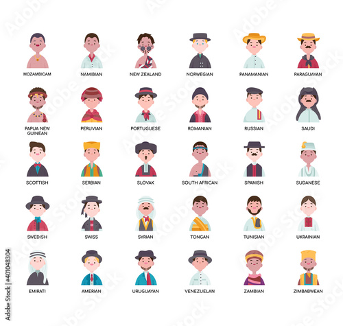 Nationality 4 man , Thin Line and Pixel Perfect Icons