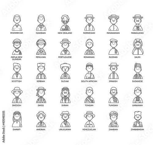 Nationality 4 man , Thin Line and Pixel Perfect Icons