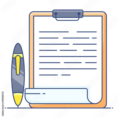 
An icon design of assignment in flat outline design 
