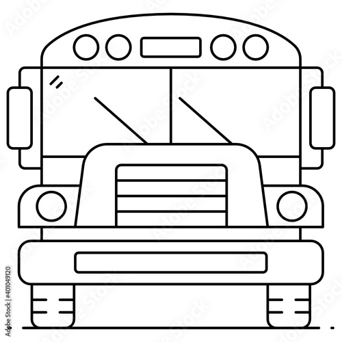 
Public vehicle, school bus vector in editable flat outline vector style 
