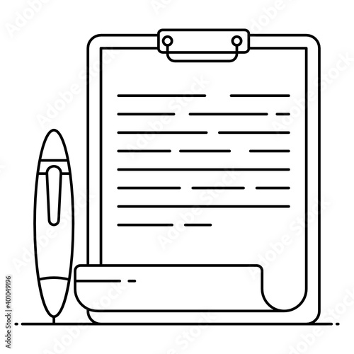 
An icon design of assignment in flat outline design 
