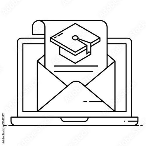 
Modern flat outline icon of educational email 
