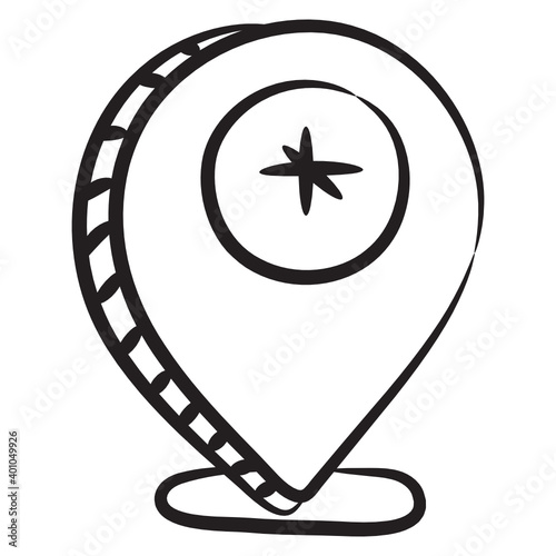
Searching hospital direction, hand drawn icon of pharmacy location 
