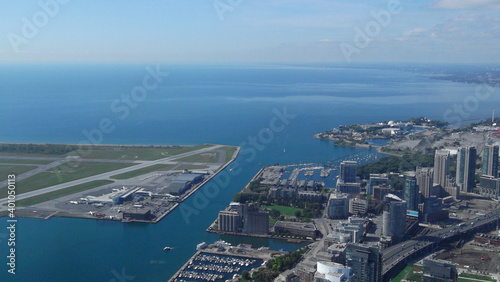 View of Toronto Island and Ontario Lake from the CN Tower