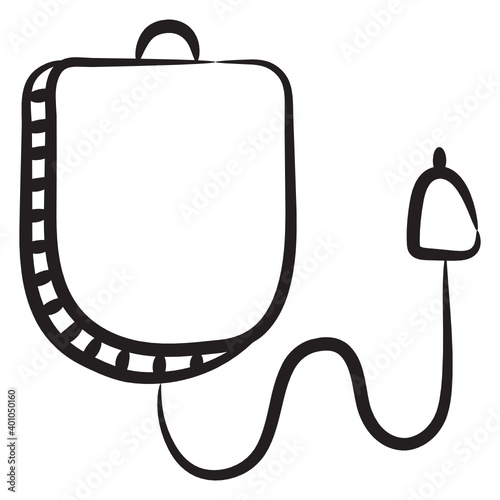 
Infusion bag doodle icon, blood packet 
