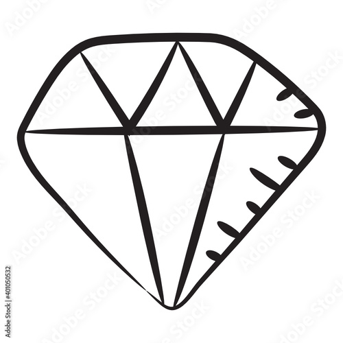 
Precious stone, doodle icon of diamond 
