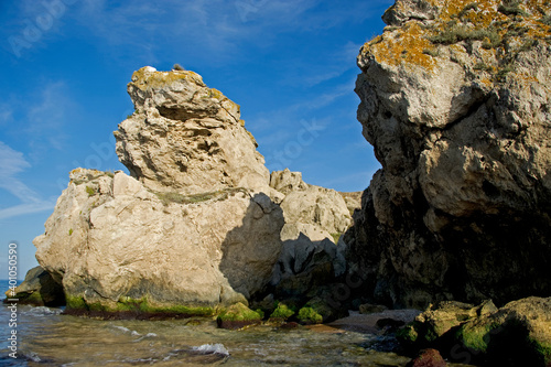 Whimsical grottoes form rocks on the shores of the Azov Sea.