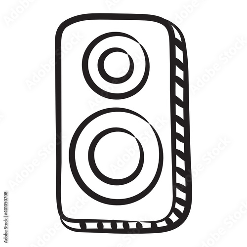 
Hand drawn icon of audio speaker, woofer vector  
