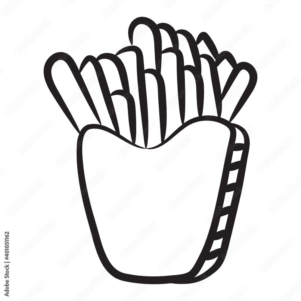 Fototapeta premium French fries icon in doodle design 