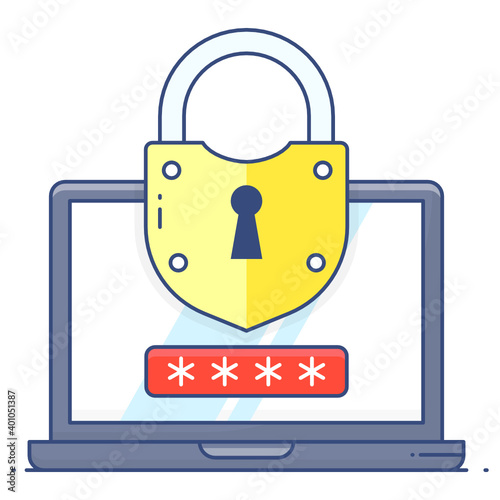 
Padlock inside laptop denoting laptop security icon
