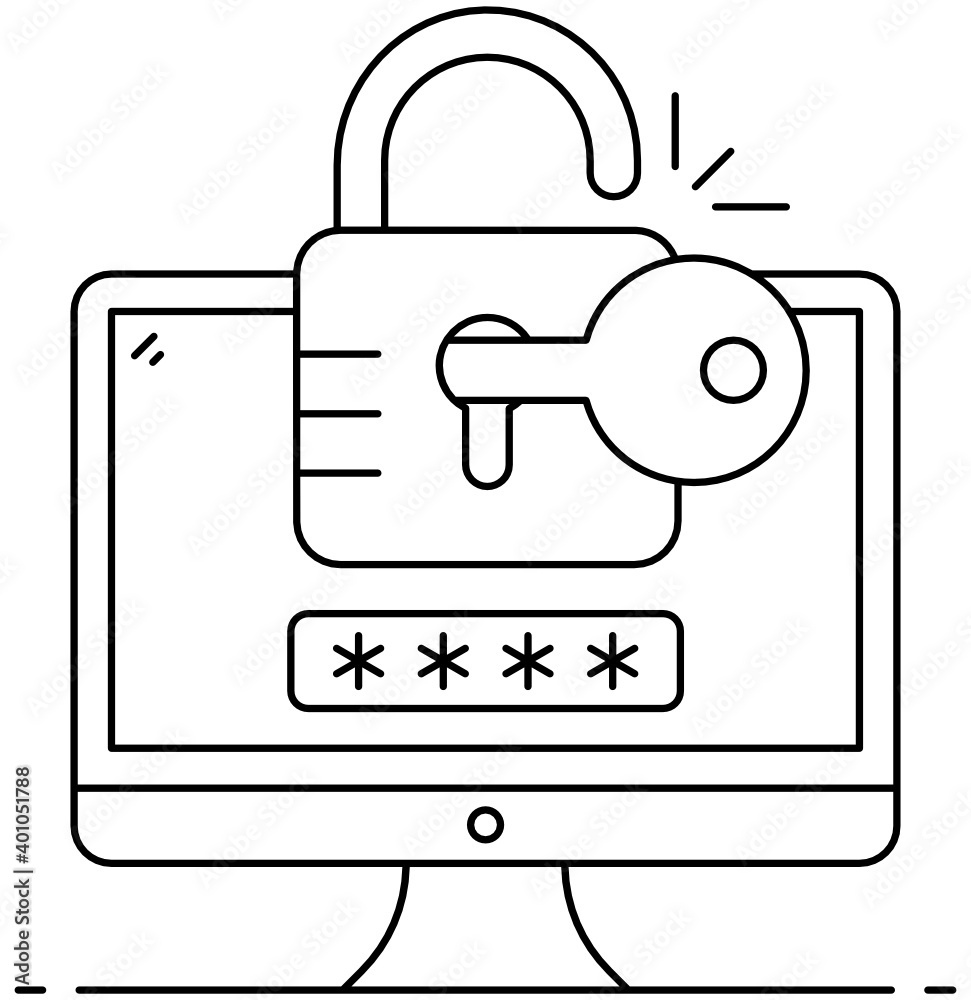 Fototapeta premium Conceptual flat icon of secure password, editable vector