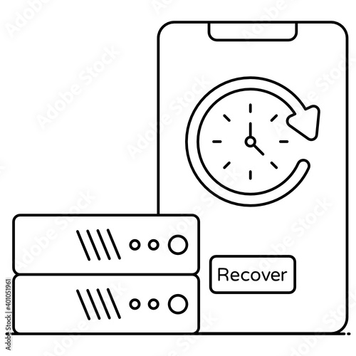 
Icon of data recovery in flat outline design 
