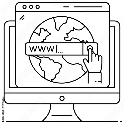 
Flat outline icon of web searching, browsing 
