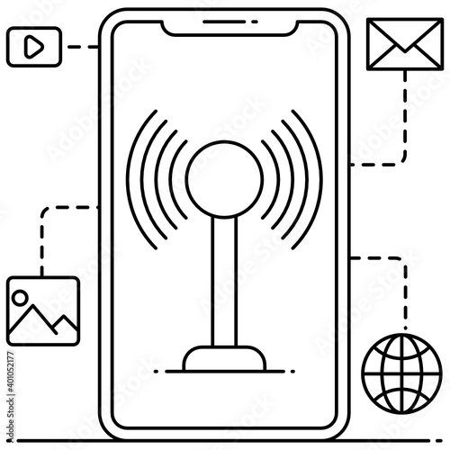 
Mobile hotspot flat outline icon, communication 
