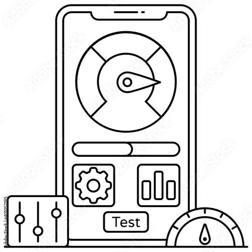 
Application performance, flat outline icon of app speed 
