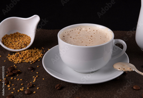 cappuccino coffee photographed in studio