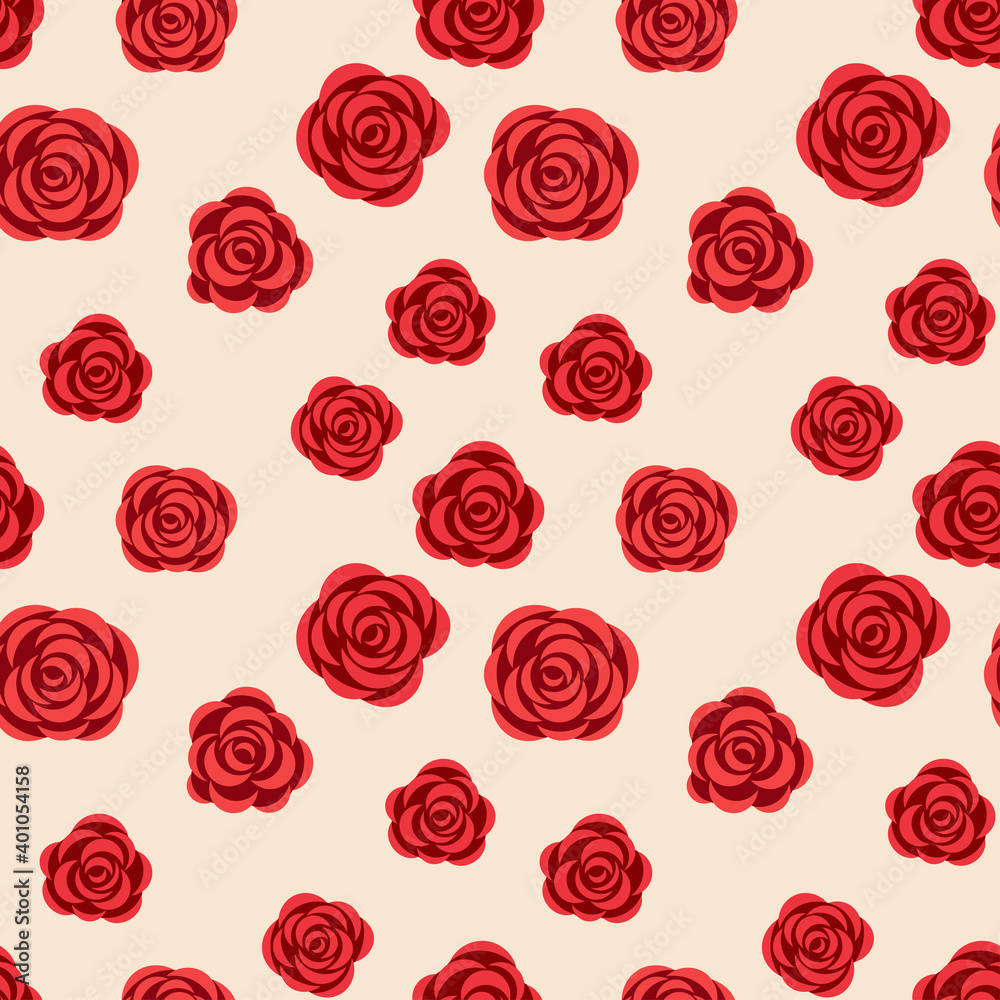 Seamless pattern with roses. Template for fabric, textile, wrapping paper or other