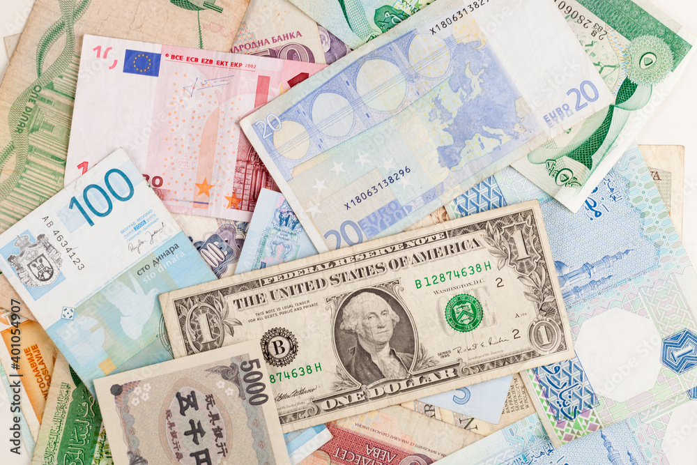 Different banknotes. World Paper Money background Different banknotes. World Paper Money background