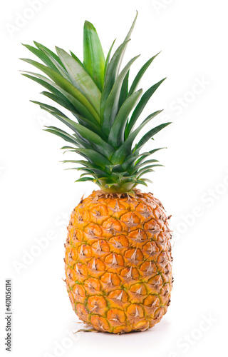 Ripe whole pineapple isolated on the white