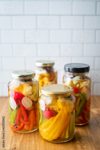 homemade pickled vegetable in jar